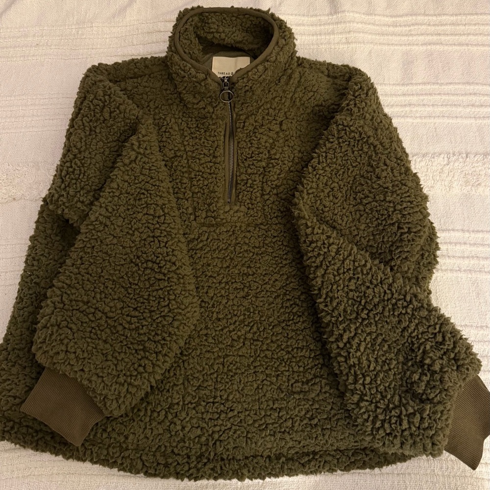 Thread & Supply Olive Green Sherpa Hoodie